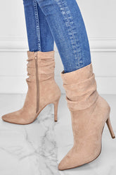 New Fashion Spring Outfit Suede Pointed Toe Stiletto Mid-Calf Boots